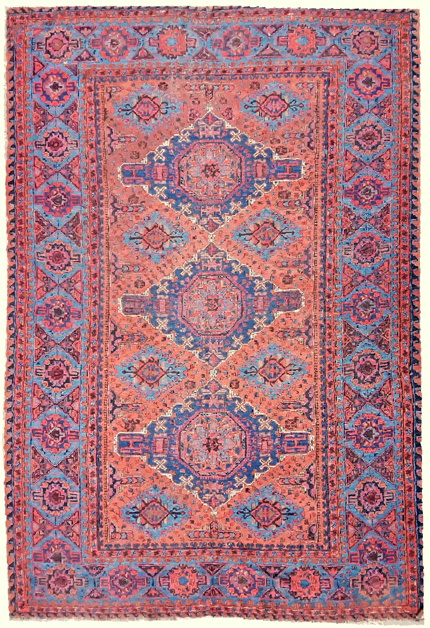 TAPPETO SUMAK CAUCASICO TRIBALE ANTICO mis:330X215 Cm