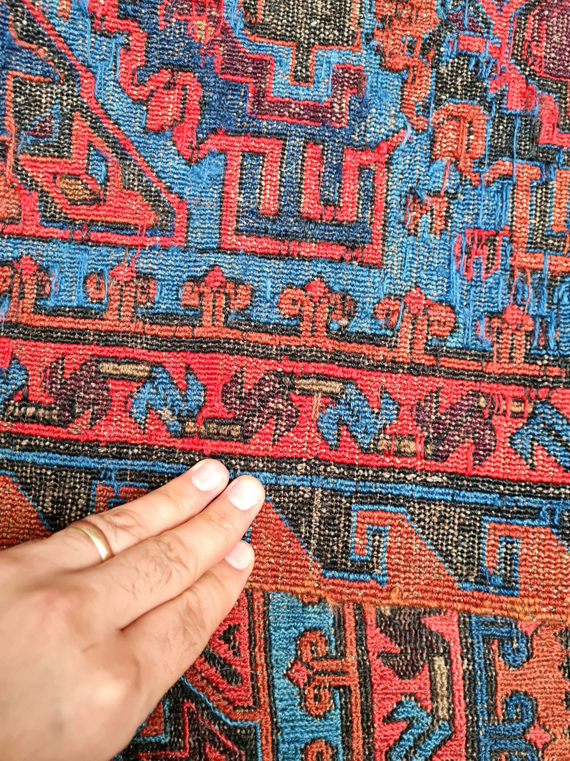 TAPPETO SUMAK CAUCASICO TRIBALE ANTICO mis:330X215 Cm - Image 5