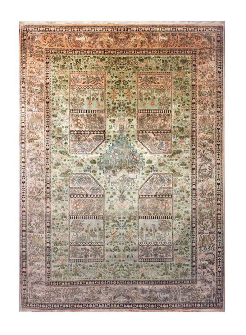 TAPPETO 100% SETA PURA KASHMIR NATURALE MIS:320x212 CM