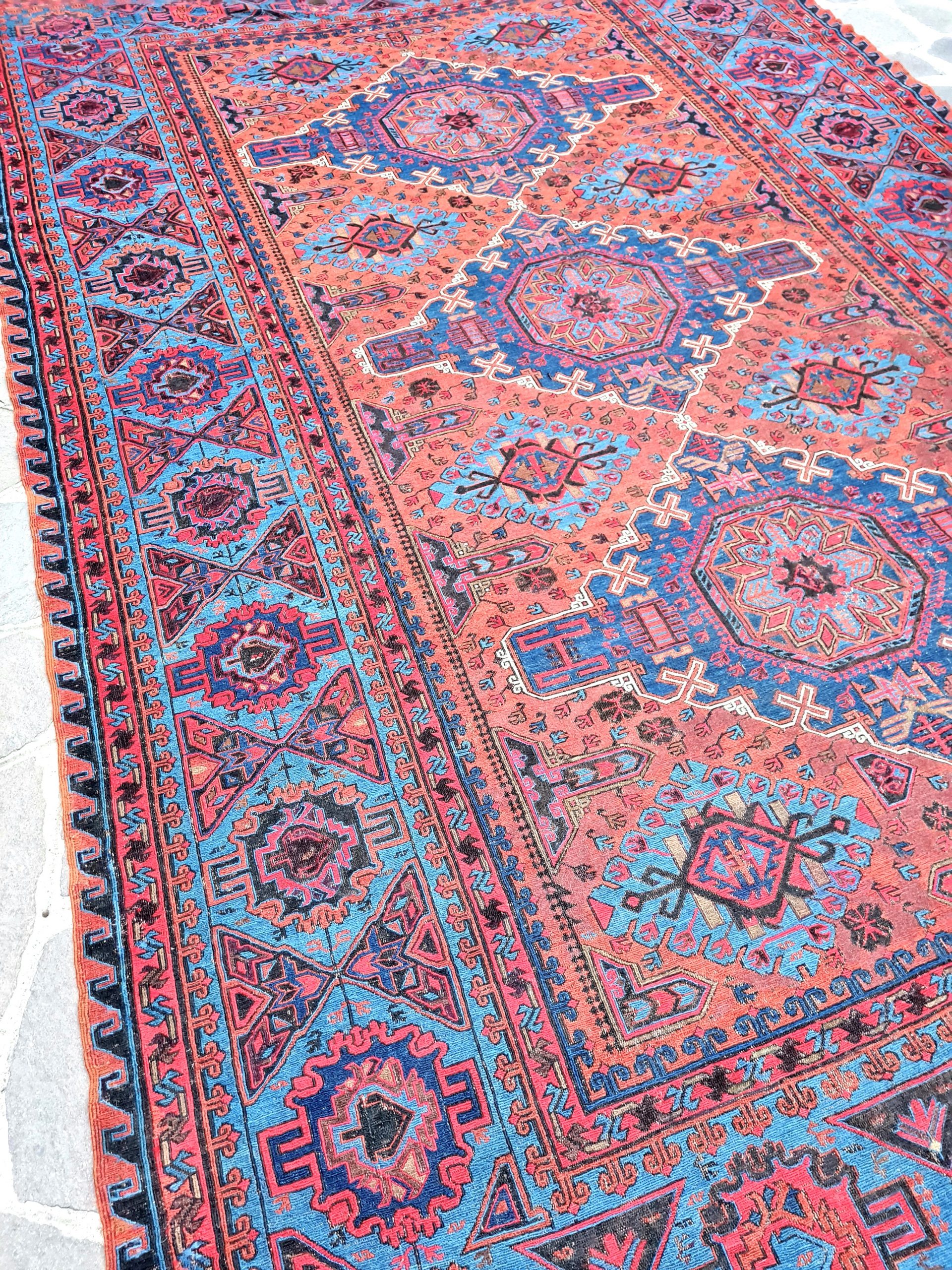 TAPPETO SUMAK CAUCASICO TRIBALE ANTICO mis:330X215 Cm - Image 11