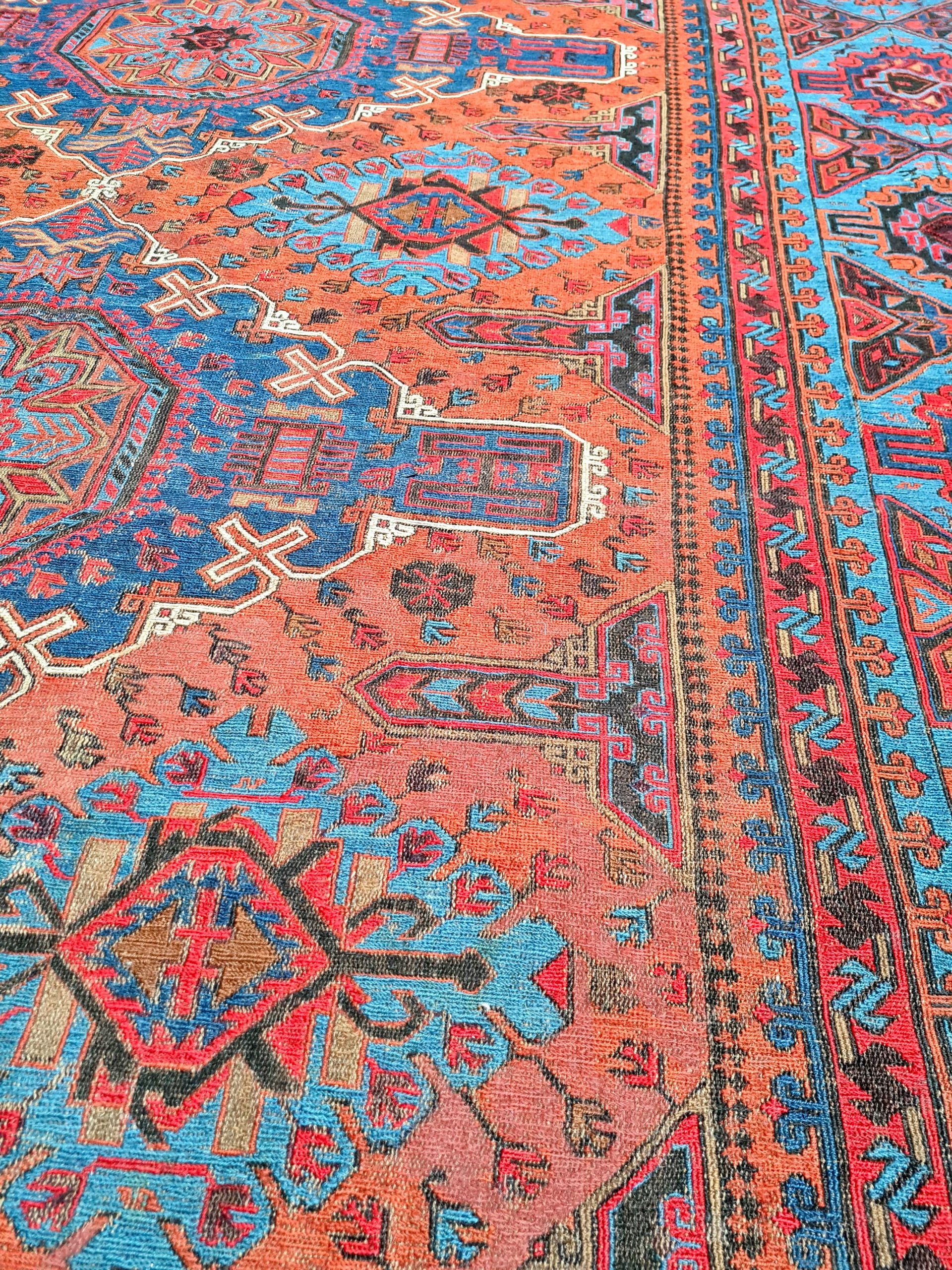 TAPPETO SUMAK CAUCASICO TRIBALE ANTICO mis:330X215 Cm - Image 7