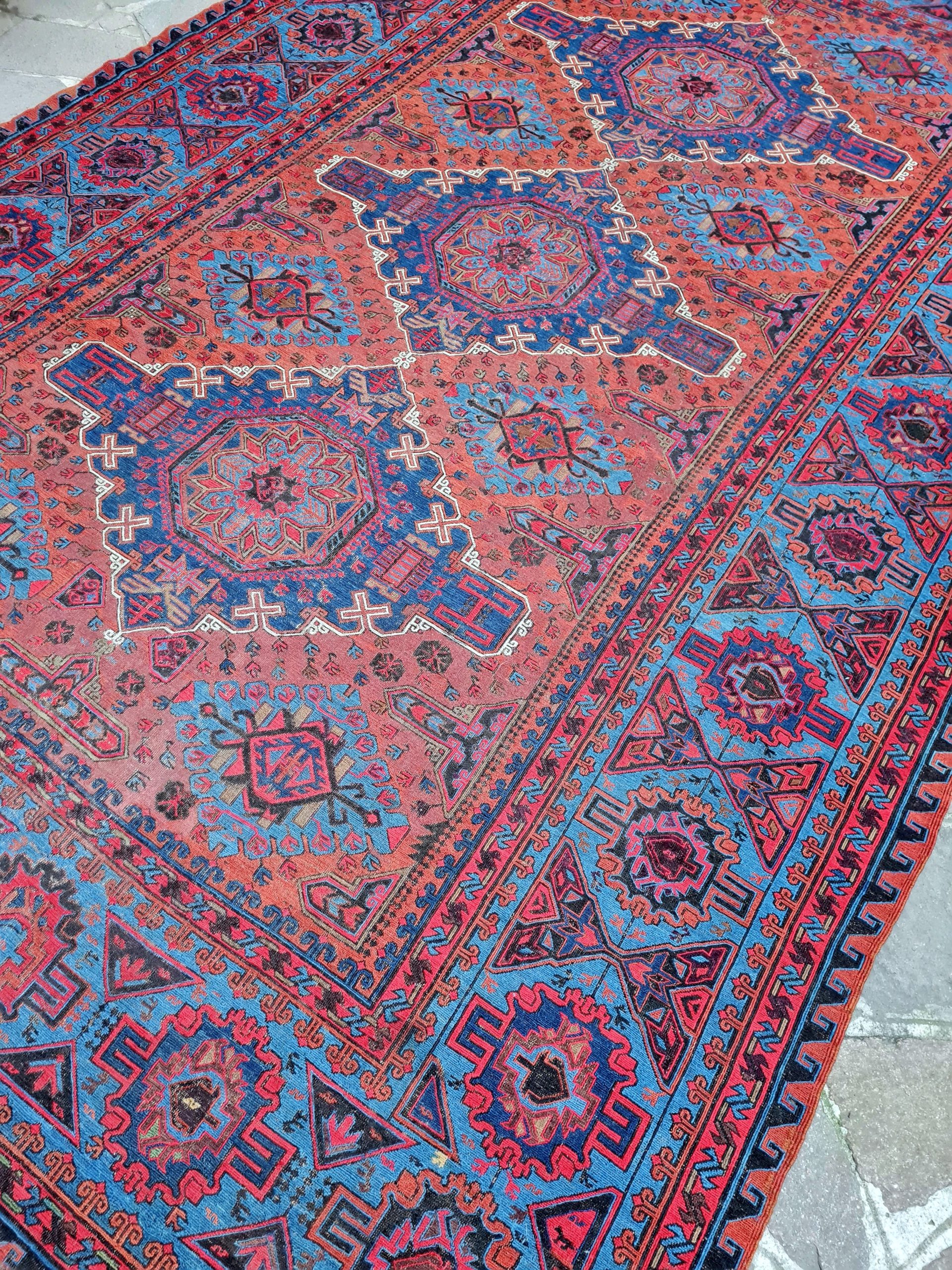 TAPPETO SUMAK CAUCASICO TRIBALE ANTICO mis:330X215 Cm - Image 9