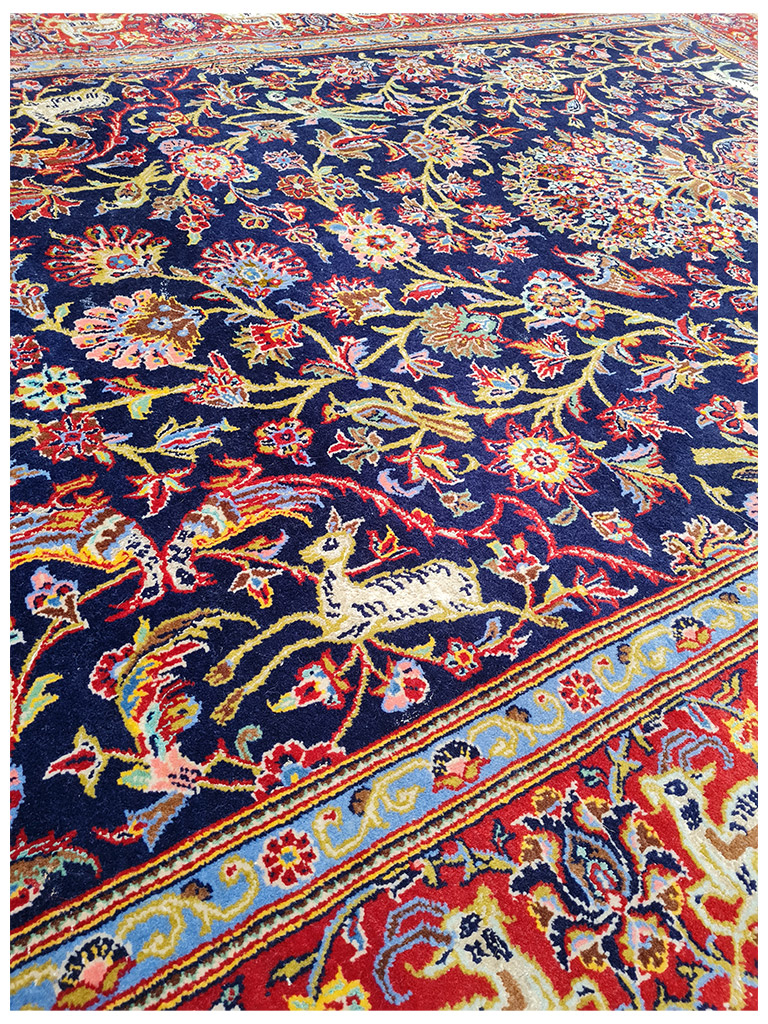 TAPPETO KASHAN ANTICO LANA KURK FIORI SETA MIS:220x141 CM - Image 6