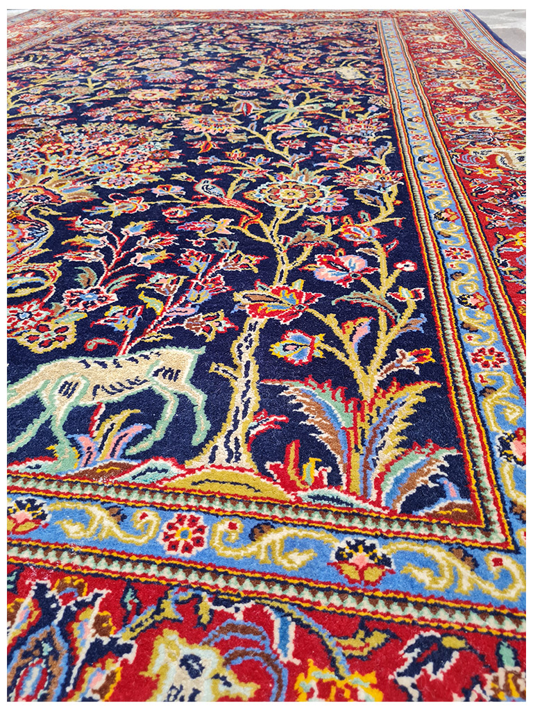 TAPPETO KASHAN ANTICO LANA KURK FIORI SETA MIS:220x141 CM - Image 11