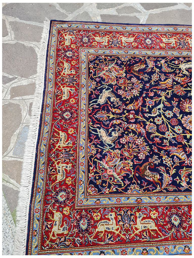 TAPPETO KASHAN ANTICO LANA KURK FIORI SETA MIS:220x141 CM - Image 4