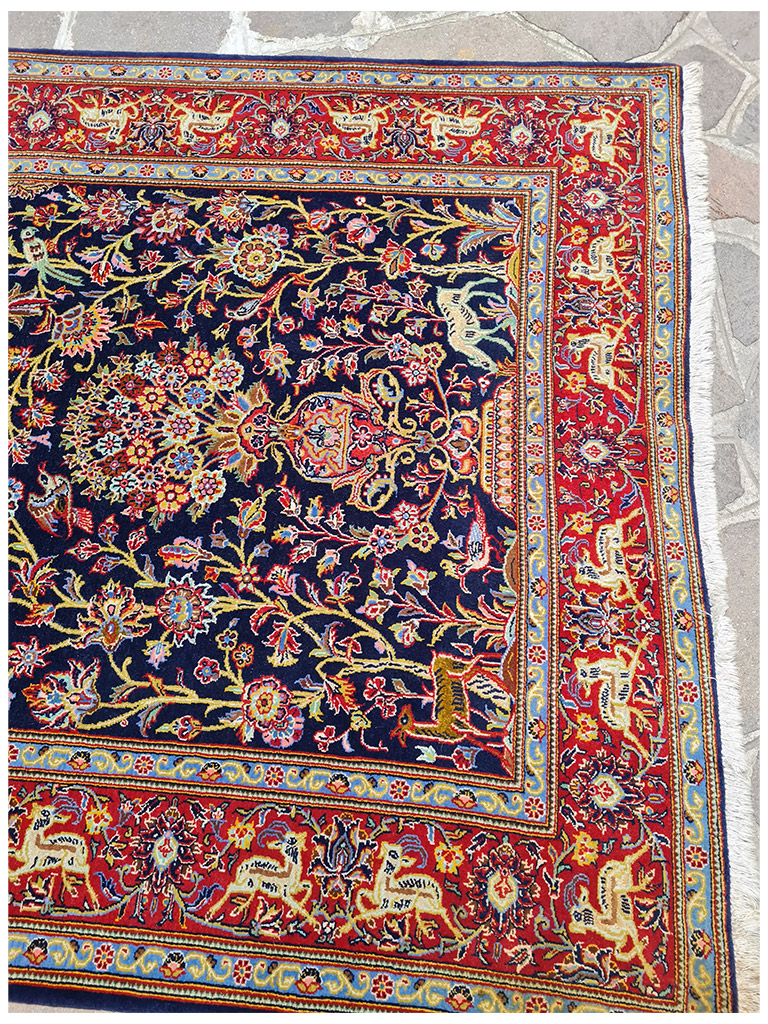 TAPPETO KASHAN ANTICO LANA KURK FIORI SETA MIS:220x141 CM - Image 3