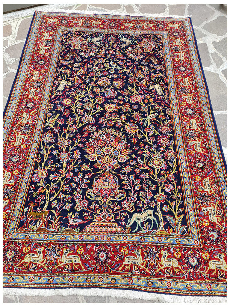 TAPPETO KASHAN ANTICO LANA KURK FIORI SETA MIS:220x141 CM - Image 2