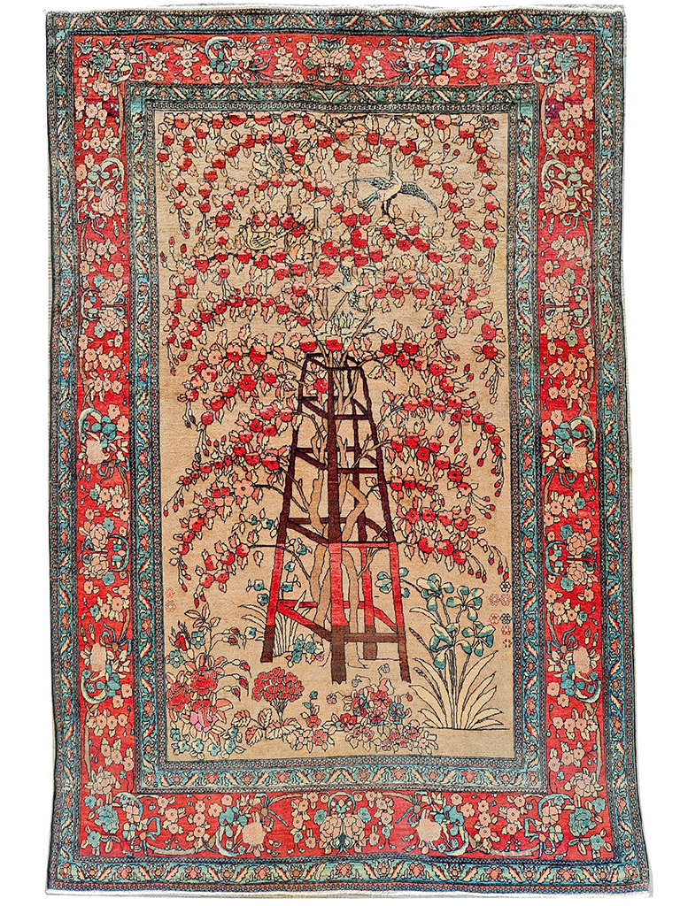 TAPPETO KASHAN MOHTASHAM ANTICO FONDO ORO MIS:214X146 CM