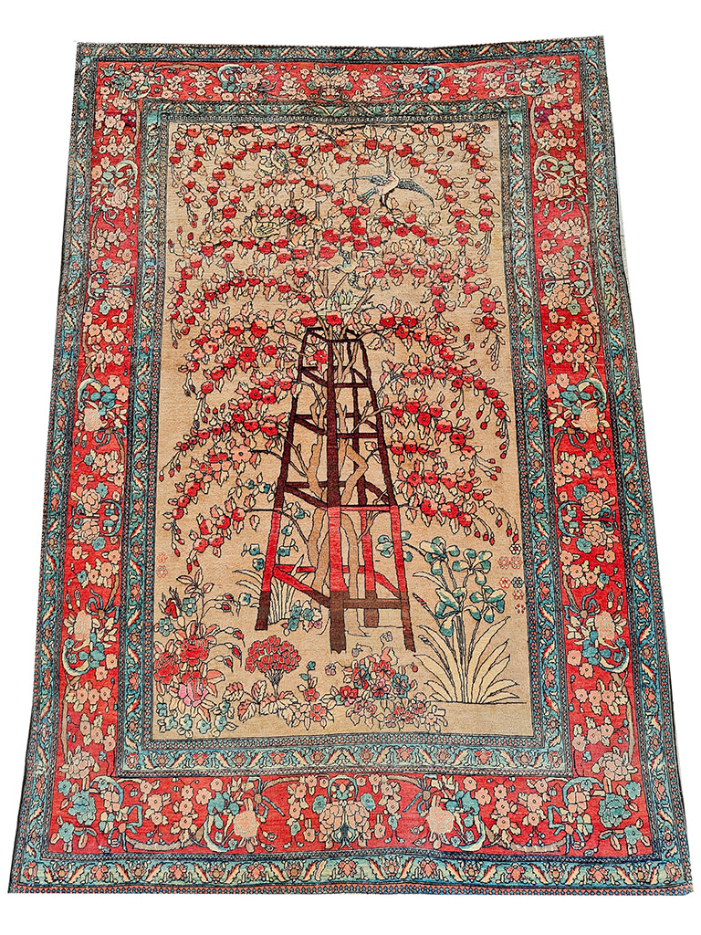 TAPPETO KASHAN MOHTASHAM ANTICO FONDO ORO MIS:214X146 CM - Image 5