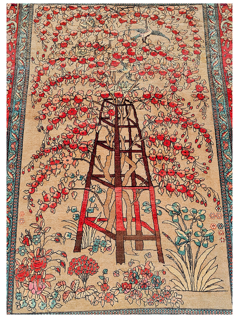 TAPPETO KASHAN MOHTASHAM ANTICO FONDO ORO MIS:214X146 CM - Image 7