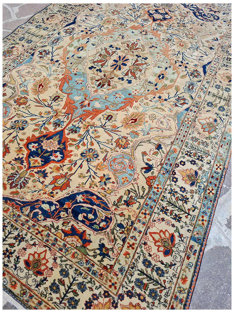 TAPPETO KASHAN MOHTASHAM PERSIANO ANTICO LANA KURK MIS:205X127 CM - immagine 7