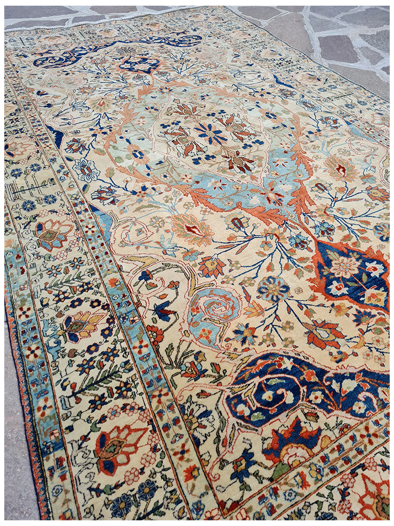 TAPPETO KASHAN MOHTASHAM PERSIANO ANTICO LANA KURK MIS:205X127 CM - immagine 8