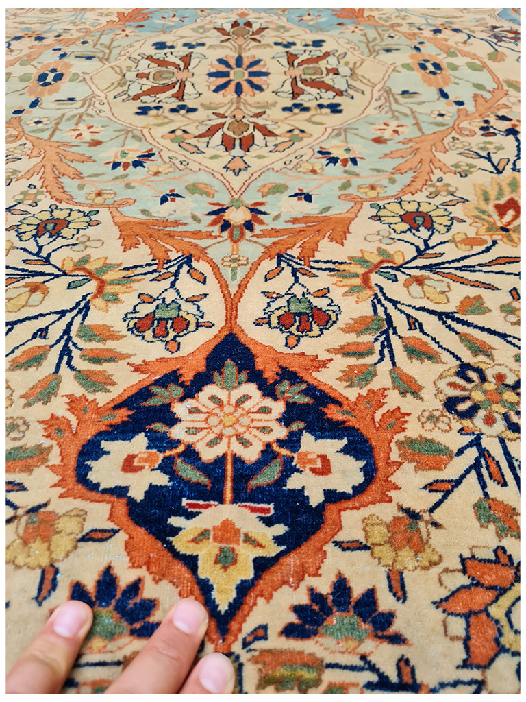 TAPPETO KASHAN MOHTASHAM PERSIANO ANTICO LANA KURK MIS:205X127 CM - immagine 9