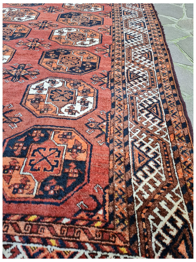 TAPPETO TURKMENO BESHIR ANTICO MIS:340x230 CM - Image 4