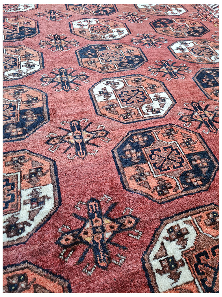 TAPPETO TURKMENO BESHIR ANTICO MIS:340x230 CM - Image 6