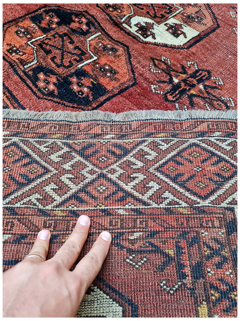 TAPPETO TURKMENO BESHIR ANTICO MIS:340x230 CM - Image 3