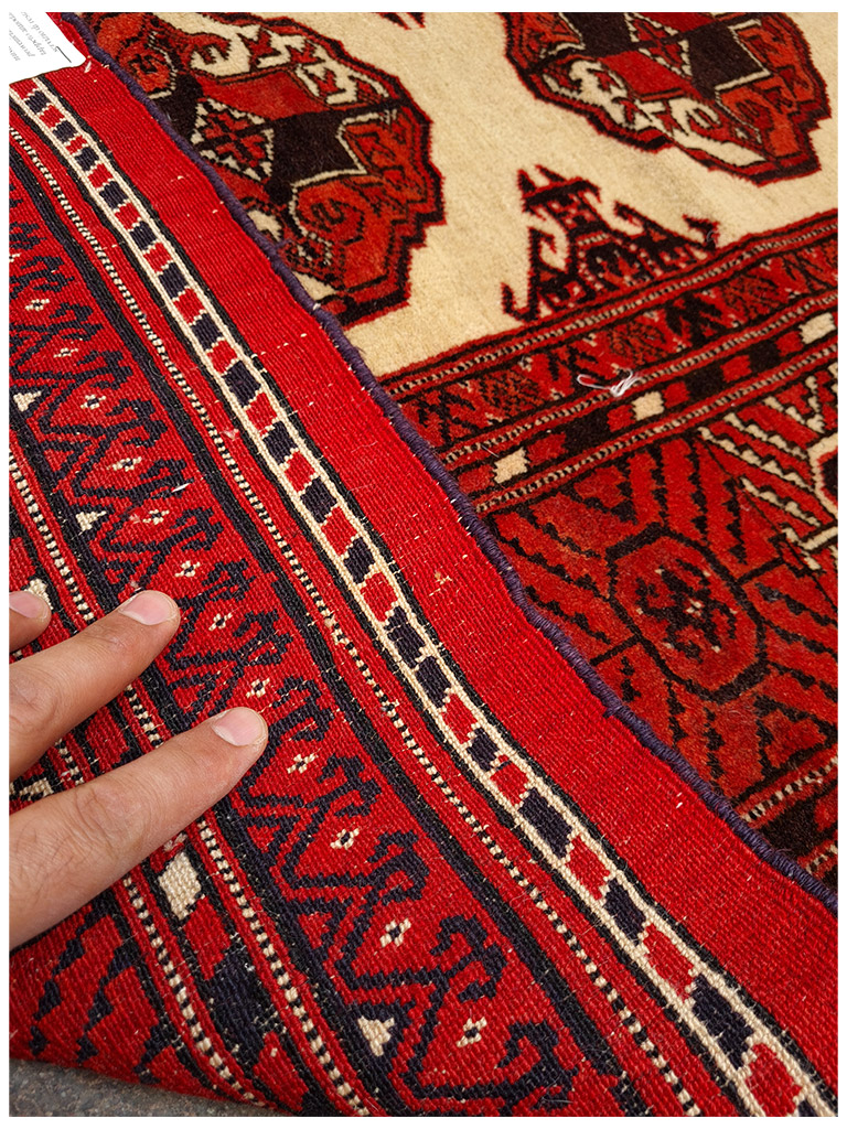 TAPPETO YAMUT TURKMENO FONDO CHIARO MIS:300x215 CM - Image 2