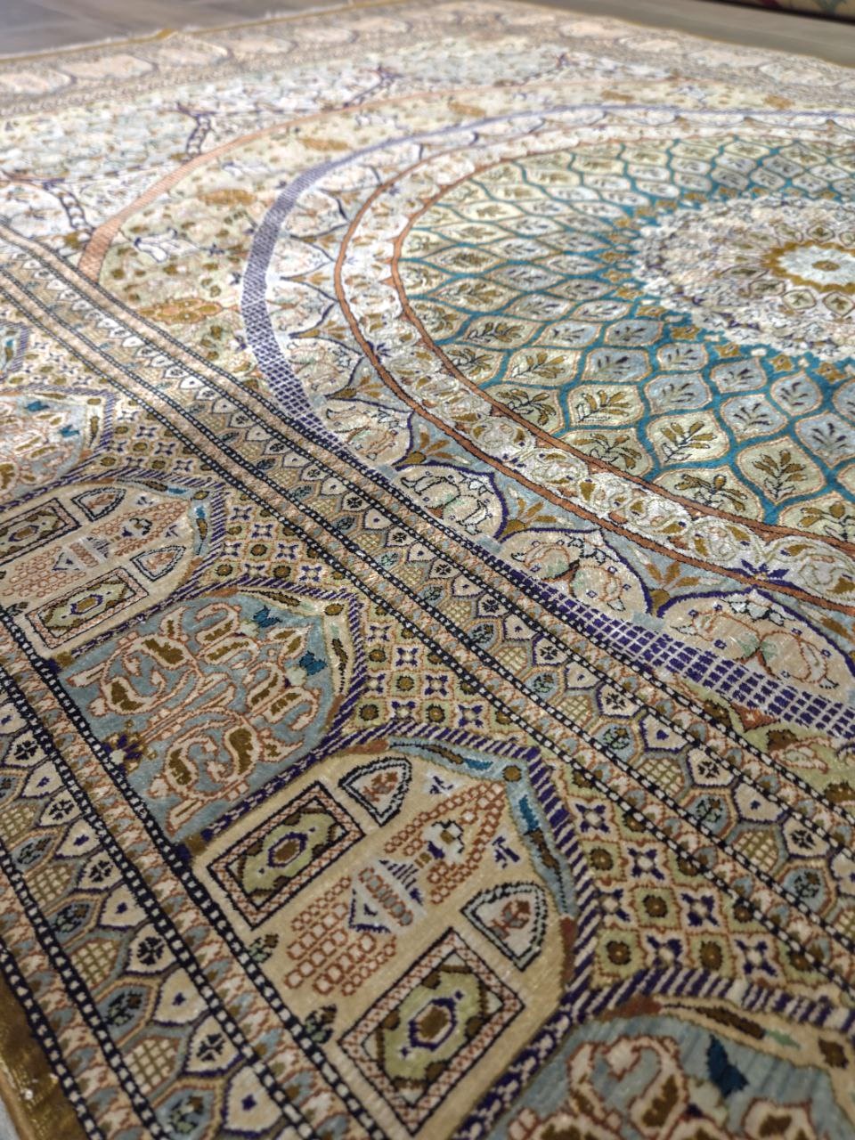 TAPPETO QUM PERSIANO 100% SETA FIRMATO MOHAMMADI MIS:203x133 CM - immagine 7