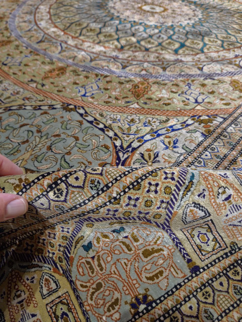 TAPPETO QUM PERSIANO 100% SETA FIRMATO MOHAMMADI MIS:203x133 CM - immagine 14