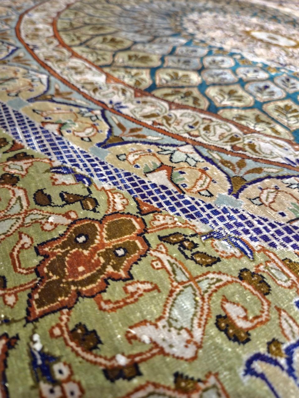 TAPPETO QUM PERSIANO 100% SETA FIRMATO MOHAMMADI MIS:203x133 CM - immagine 6