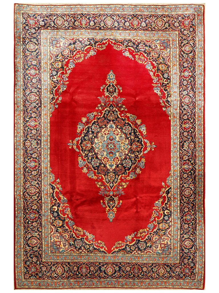 TAPPETO-KASHAN-PERSIANO-SENZA-DISEGNI-ANNI-50 -MIS362X245-CM-1