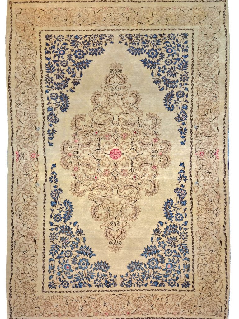 Tappeto keshan dabir persiano lana kurk antico mis.215x134 cm